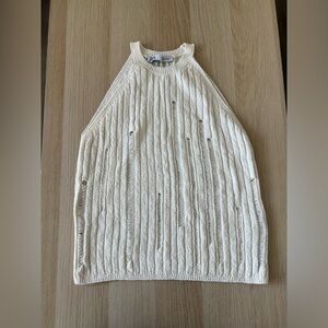 OPENWORK KNIT HALTER TOP Size S